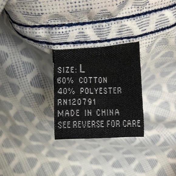NWT TRUE ROCK Blue White Button Down Shirt Large - Picture 6 of 6